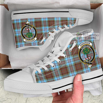 Anderson Ancient Tartan High Top Shoes with Family Crest