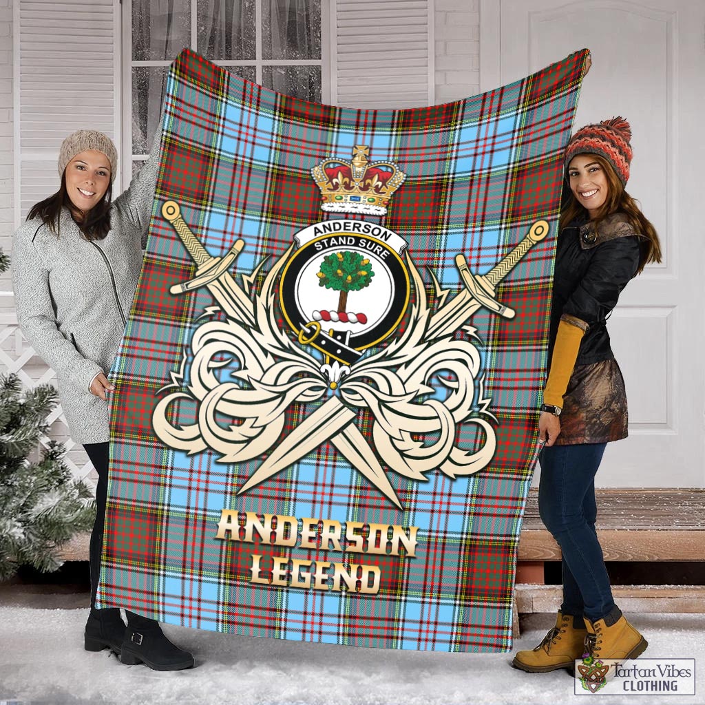 Tartan Vibes Clothing Anderson Ancient Tartan Blanket with Clan Crest and the Golden Sword of Courageous Legacy