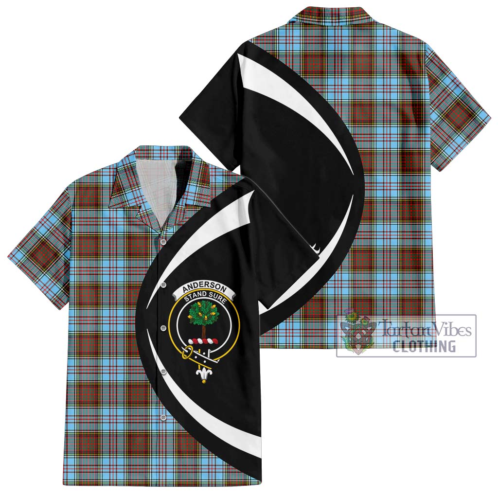 Anderson Ancient Tartan Short Sleeve Button Up with Family Crest Circle Style Kid - Tartan Vibes Clothing