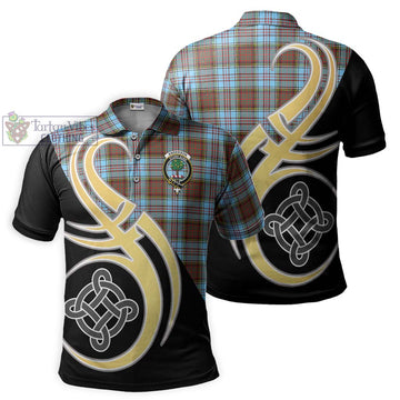 Anderson Ancient Tartan Polo Shirt with Family Crest and Celtic Symbol Style