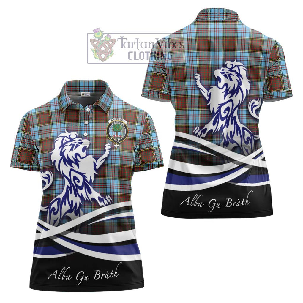 Anderson Ancient Tartan Women's Polo Shirt with Alba Gu Brath Regal Lion Emblem Women - Tartanvibesclothing Shop