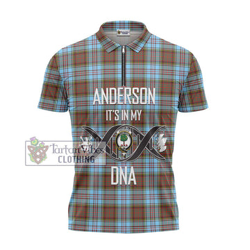 Anderson Ancient Tartan Zipper Polo Shirt with Family Crest DNA In Me Style