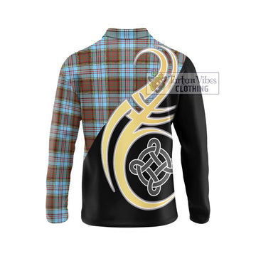 Anderson Ancient Tartan Long Sleeve Polo Shirt with Family Crest and Celtic Symbol Style