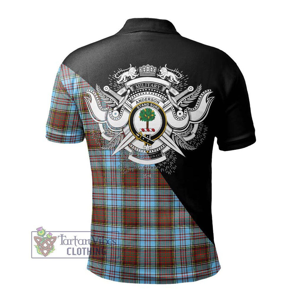 Anderson Ancient Tartan Polo Shirt with Family Crest and Military Logo Style - Tartanvibesclothing Shop