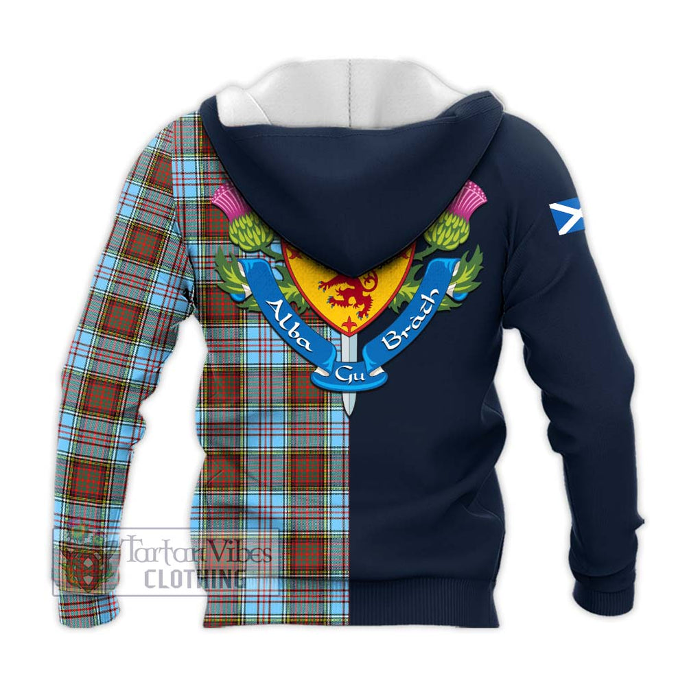 Tartan Vibes Clothing Anderson Ancient Tartan Knitted Hoodie with Scottish Lion Royal Arm Half Style