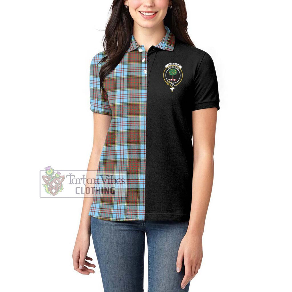 Anderson Ancient Tartan Women's Polo Shirt with Family Crest and Half Of Me Style - Tartanvibesclothing Shop