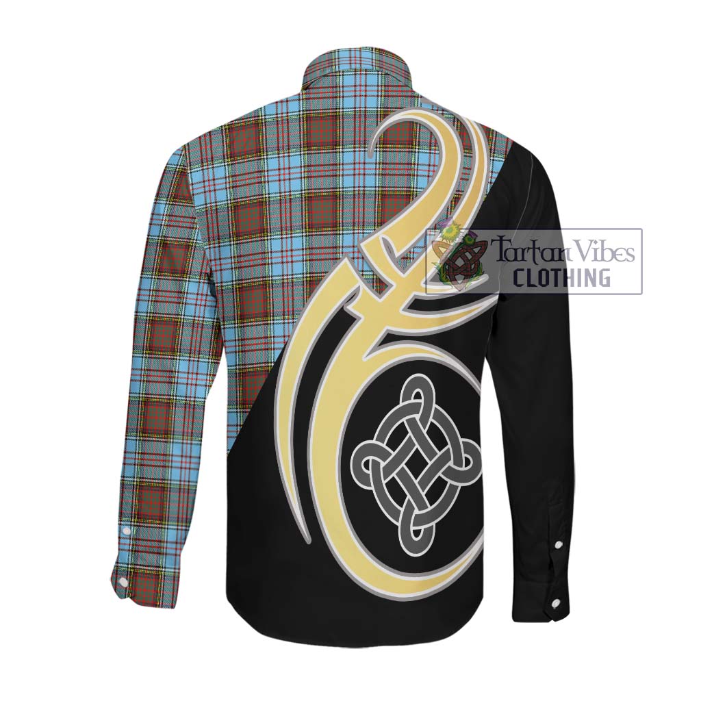 Anderson Ancient Tartan Long Sleeve Button Shirt with Family Crest and Celtic Symbol Style Men's Shirt - Tartan Vibes Clothing