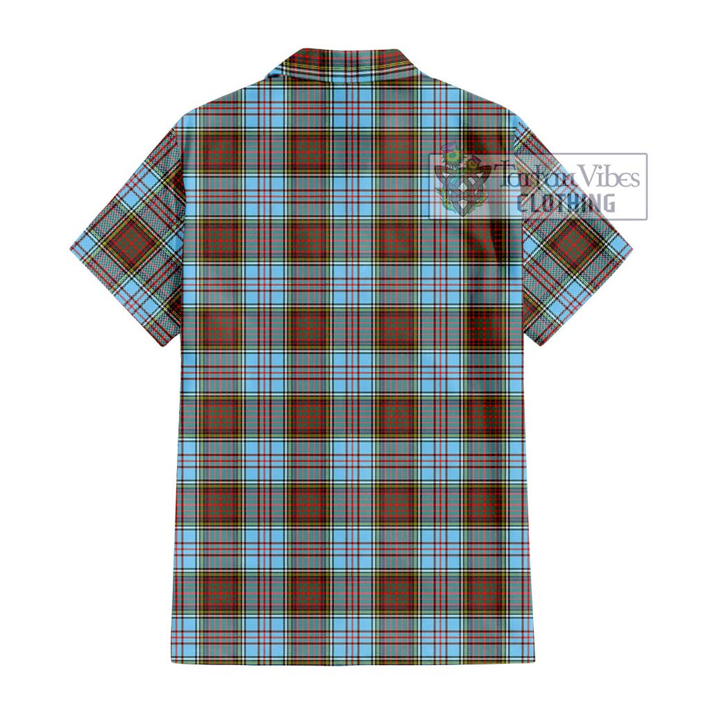 Anderson Ancient Tartan Short Sleeve Button Shirt with Family Crest DNA In Me Style - Tartanvibesclothing Shop