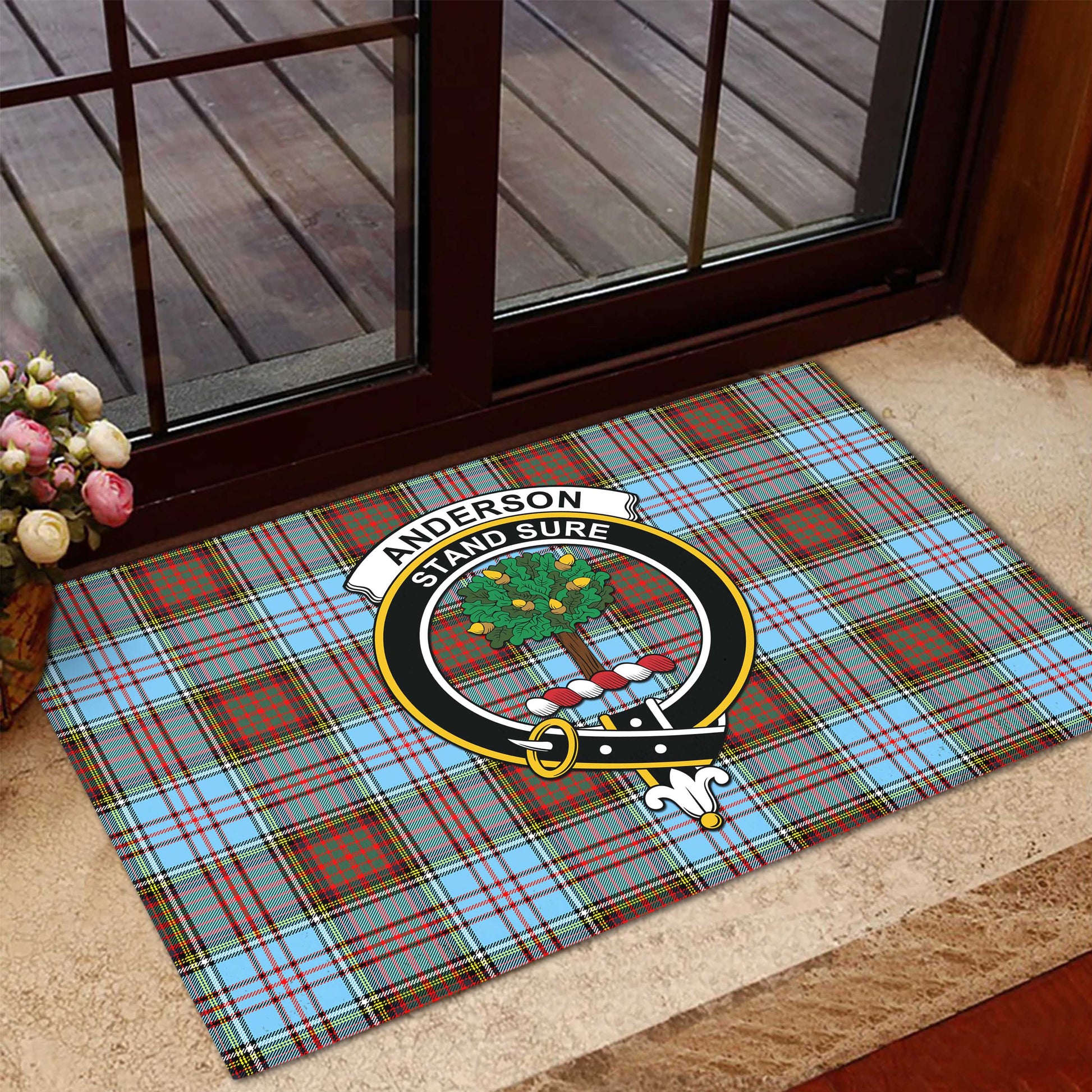 Anderson Ancient Tartan Door Mat with Family Crest - Tartanvibesclothing