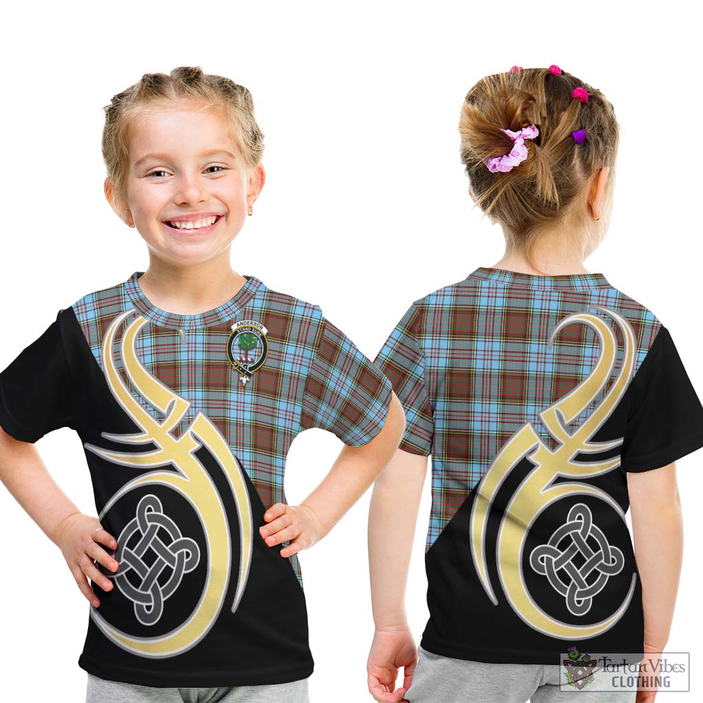 Anderson Ancient Tartan Kid T-Shirt with Family Crest and Celtic Symbol Style - Tartan Vibes Clothing