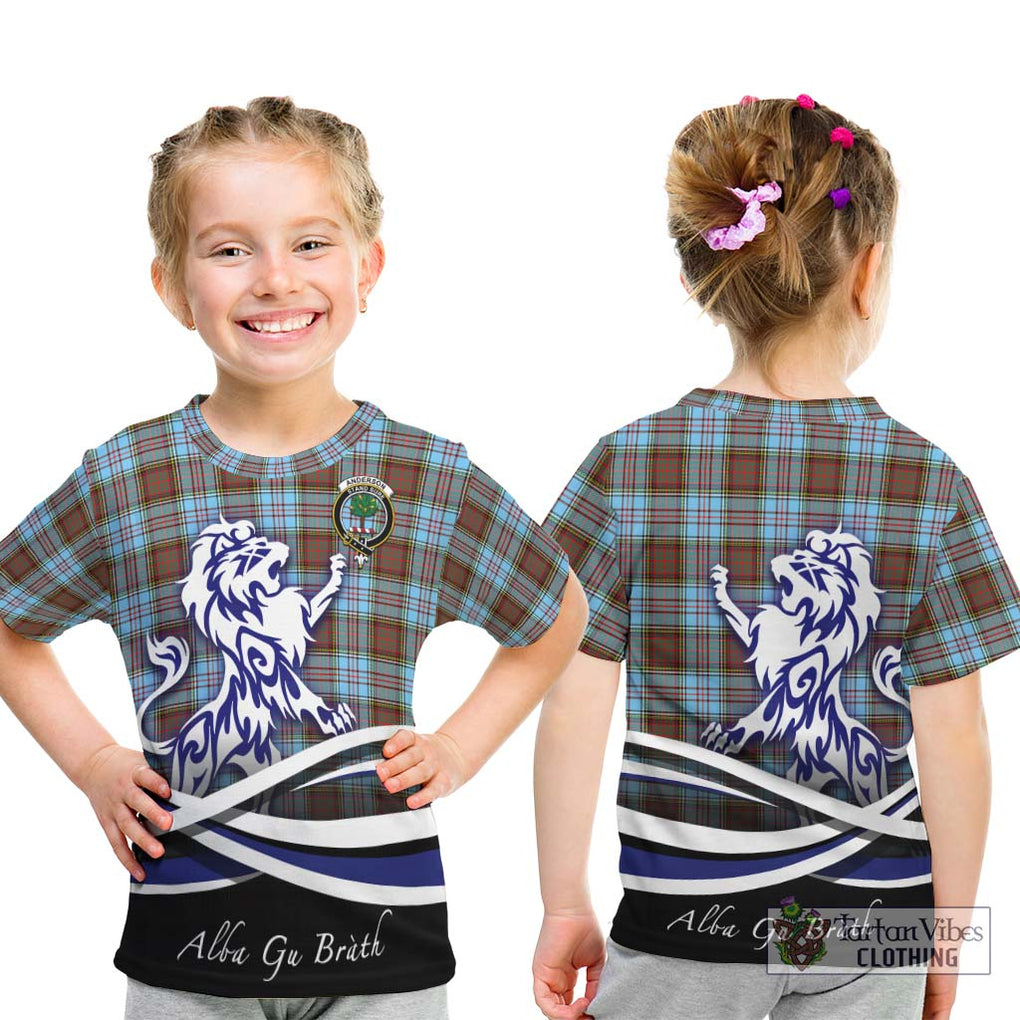 Anderson Ancient Tartan Kid T-Shirt with Alba Gu Brath Regal Lion Emblem - Tartanvibesclothing Shop