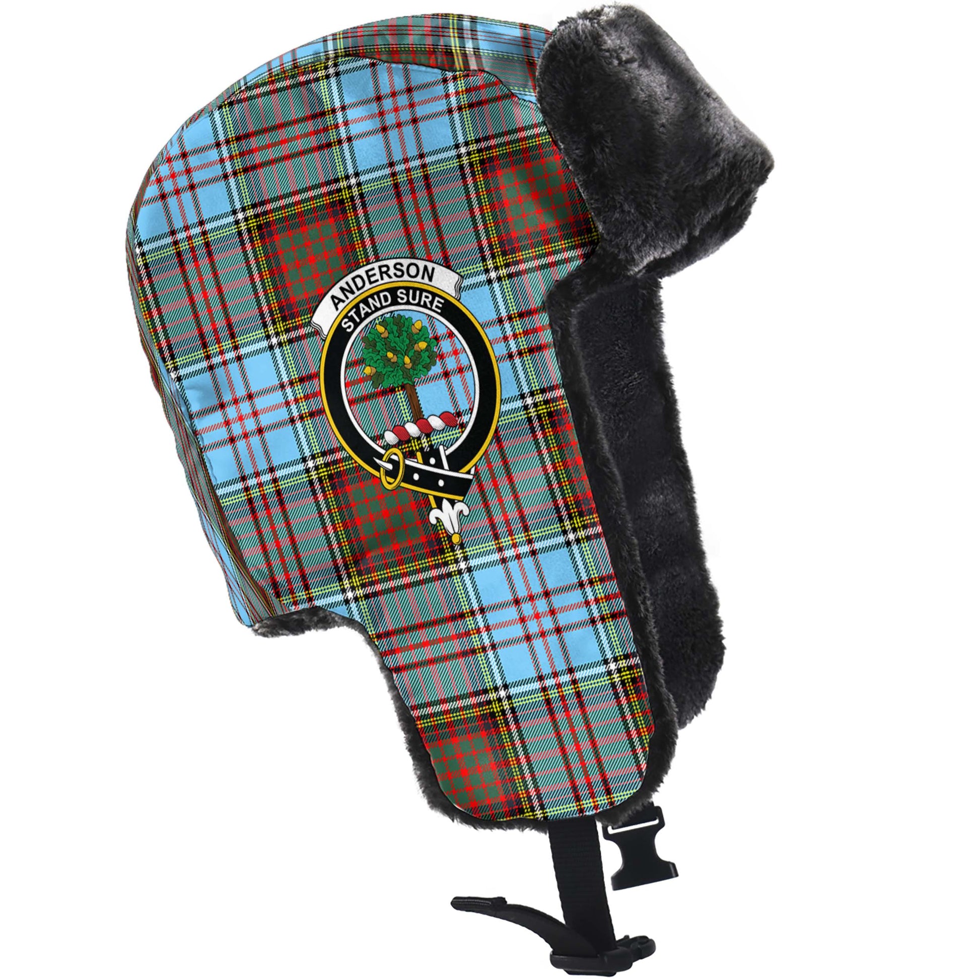 Anderson Ancient Tartan Winter Trapper Hat with Family Crest - Tartanvibesclothing