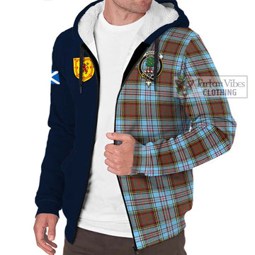 Anderson Ancient Tartan Sherpa Hoodie Alba with Scottish Lion Royal Arm Half Style