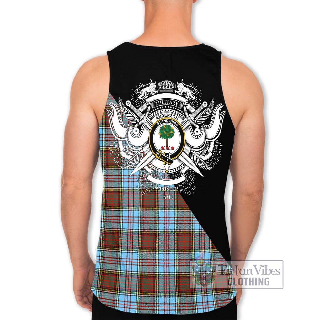 Anderson Ancient Tartan Men's Tank Top with Family Crest and Military Logo Style - Tartanvibesclothing Shop