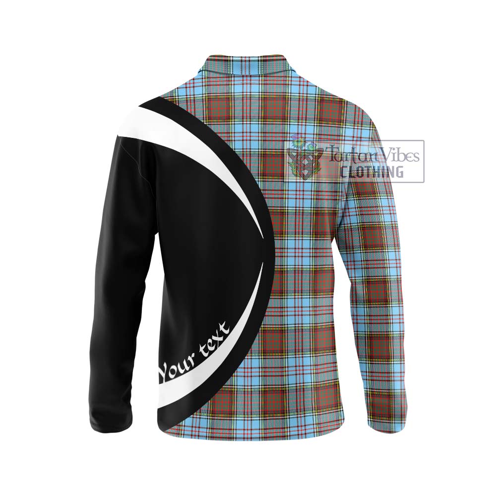 Anderson Ancient Tartan Long Sleeve Polo Shirt with Family Crest Circle Style - Tartan Vibes Clothing