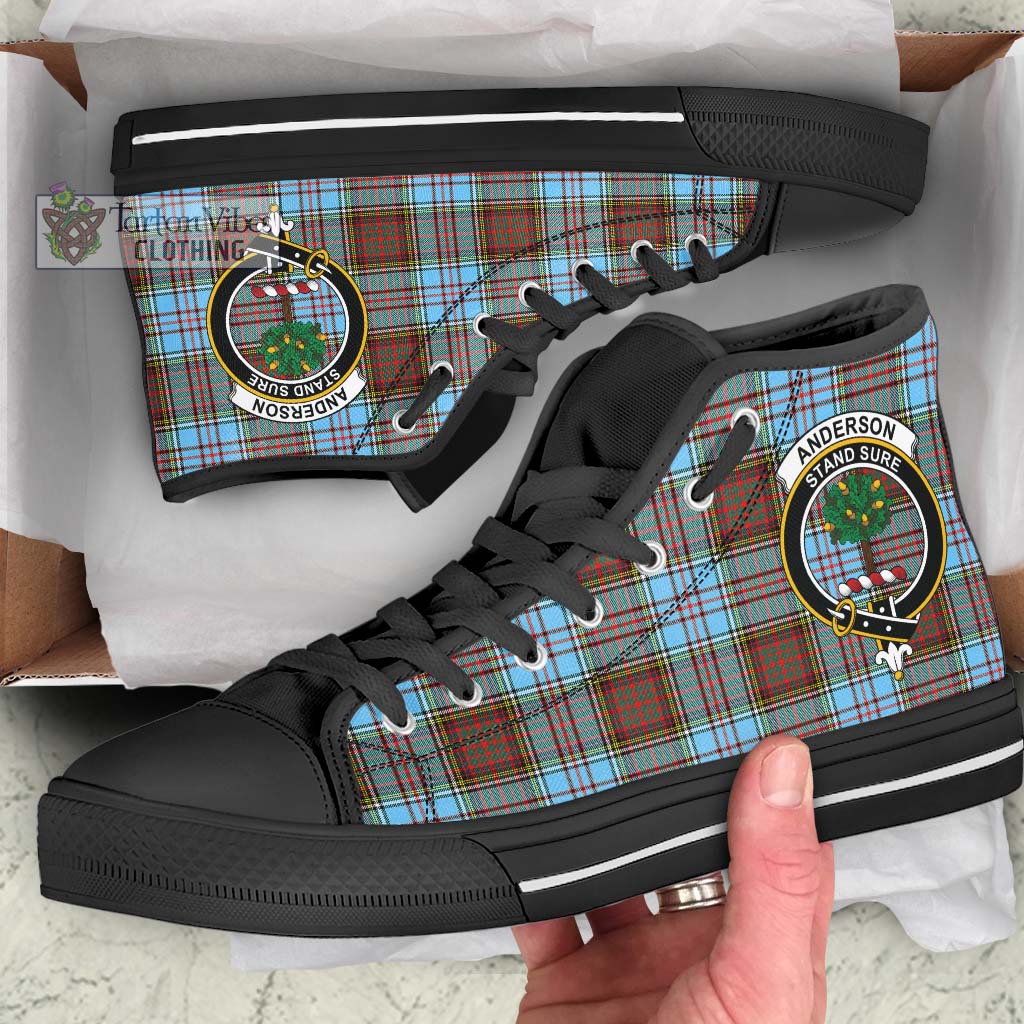 Tartan Vibes Clothing Anderson Ancient Tartan High Top Shoes with Family Crest