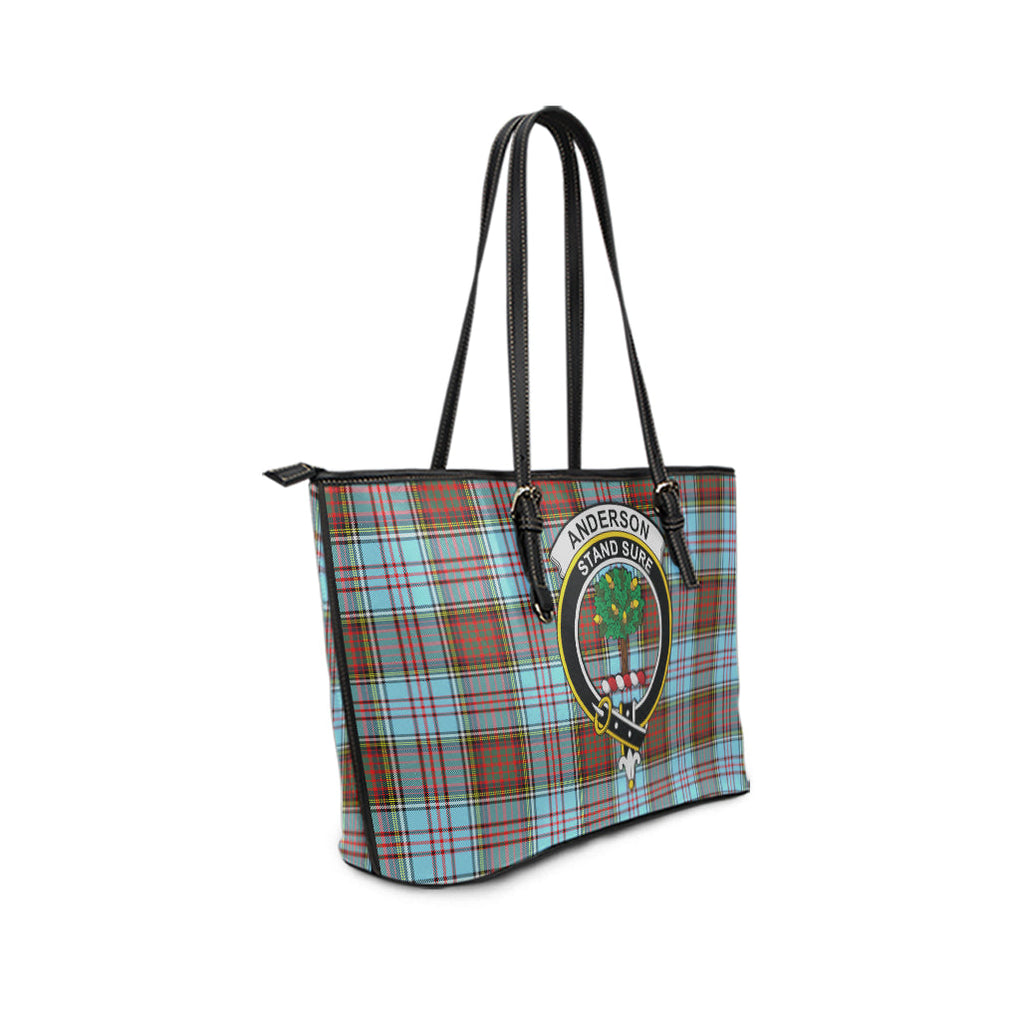 Anderson Ancient Tartan Leather Tote Bag with Family Crest - Tartanvibesclothing