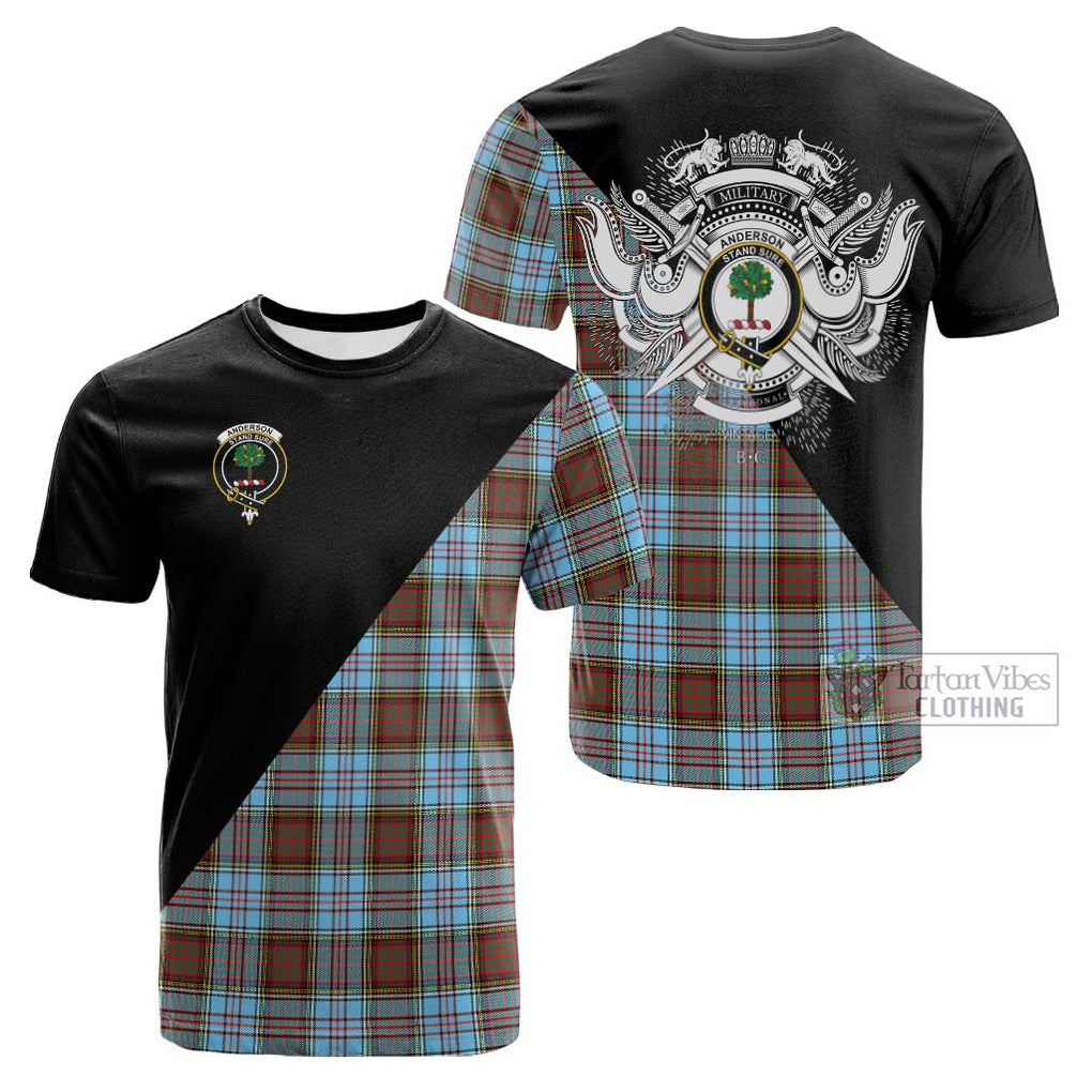 Tartan Vibes Clothing Anderson Ancient Tartan Cotton T-shirt with Family Crest and Military Logo Style