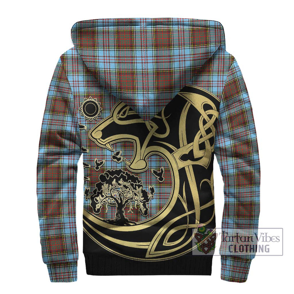 Anderson Ancient Tartan Sherpa Hoodie with Family Crest Celtic Wolf Style - Tartan Vibes Clothing