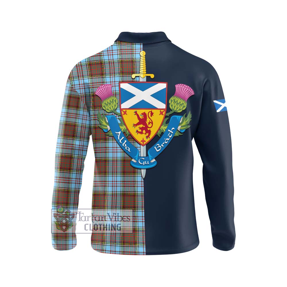 Tartan Vibes Clothing Anderson Ancient Tartan Long Sleeve Polo Shirt with Scottish Lion Royal Arm Half Style