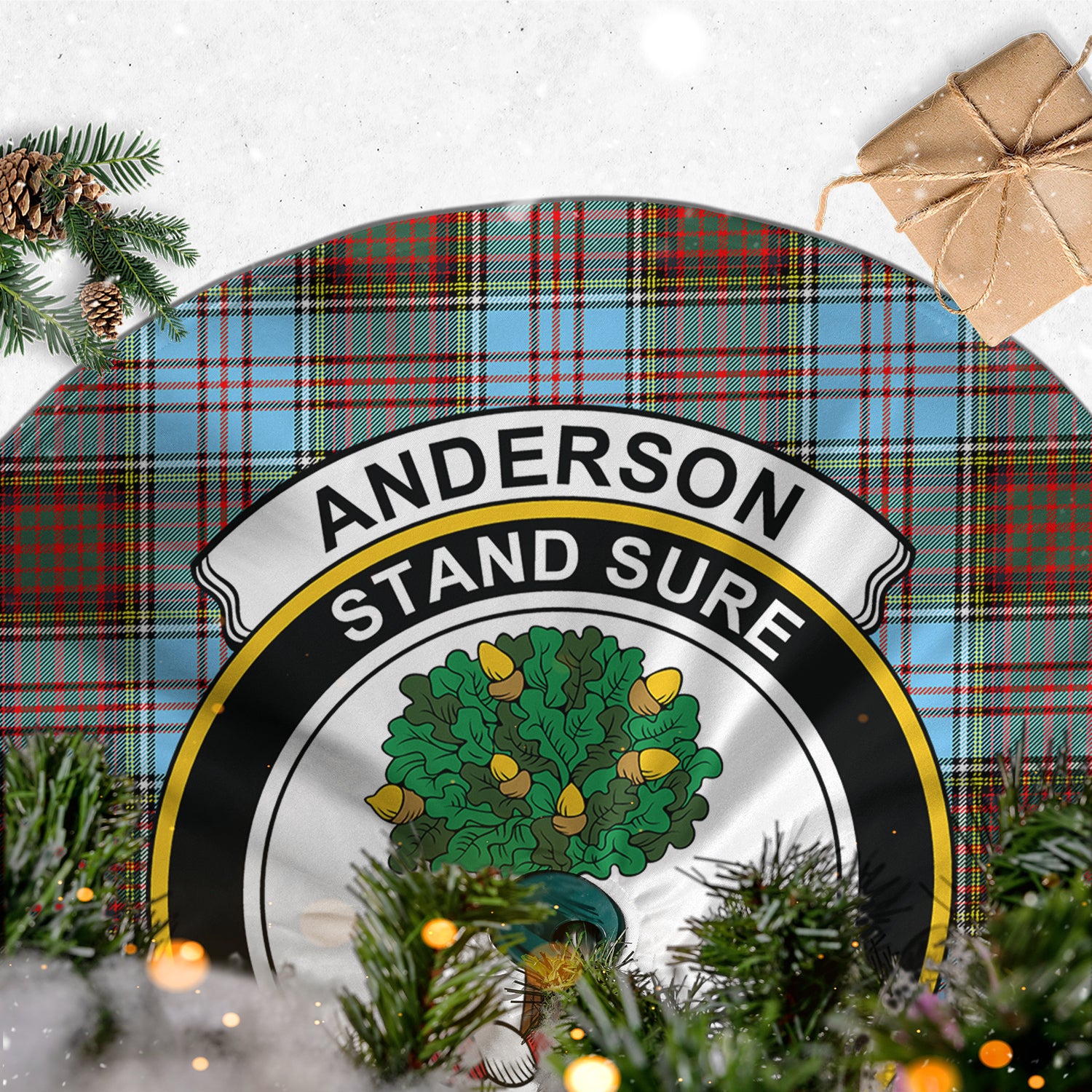 Anderson Ancient Tartan Christmas Tree Skirt with Family Crest - Tartanvibesclothing