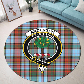 Anderson Ancient Tartan Round Rug with Family Crest