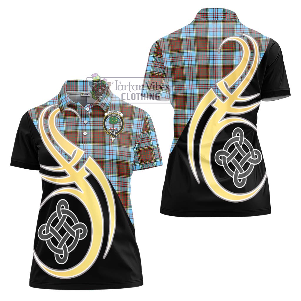 Anderson Ancient Tartan Women's Polo Shirt with Family Crest and Celtic Symbol Style - Tartan Vibes Clothing