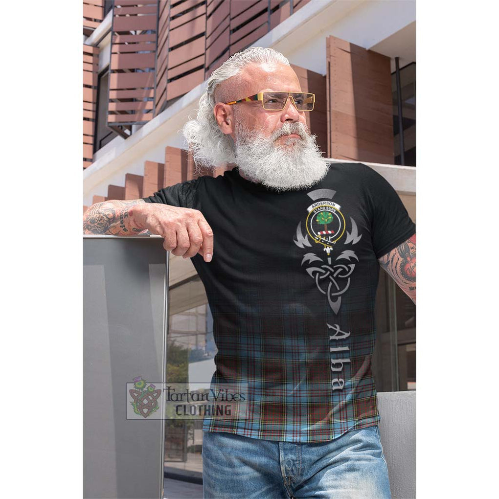 Tartan Vibes Clothing Anderson Ancient Tartan Cotton T-shirt Featuring Alba Gu Brath Family Crest Celtic Inspired