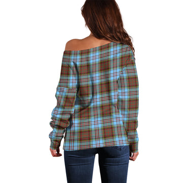 Anderson Ancient Tartan Off Shoulder Women Sweater with Family Crest