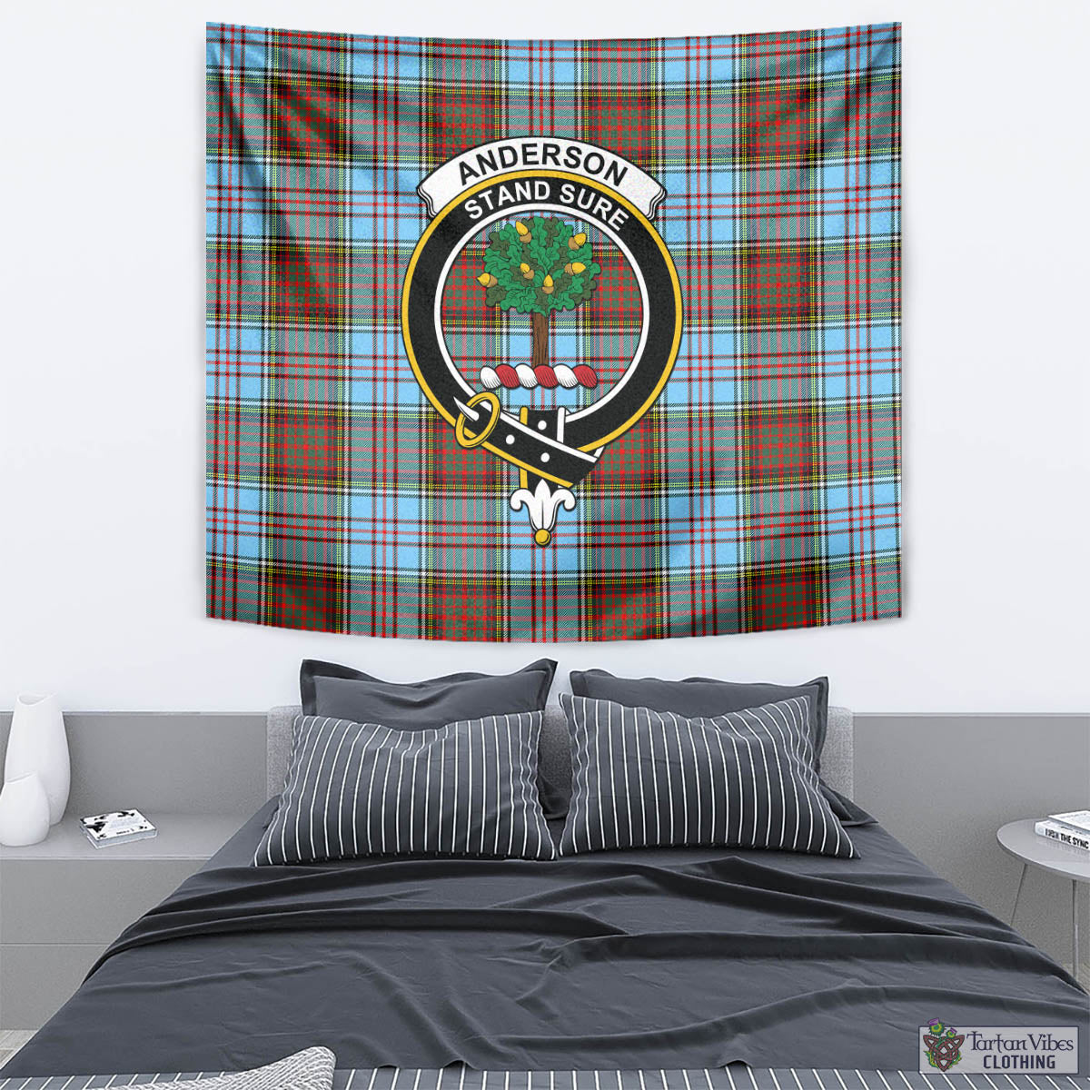 Tartan Vibes Clothing Anderson Ancient Tartan Tapestry Wall Hanging and Home Decor for Room with Family Crest