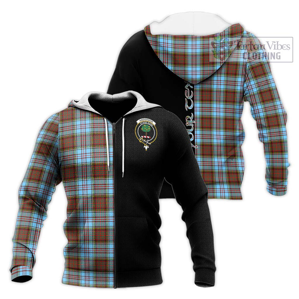 Anderson Ancient Tartan Knitted Hoodie with Family Crest and Half Of Me Style Unisex Knitted Zip Hoodie - Tartanvibesclothing Shop