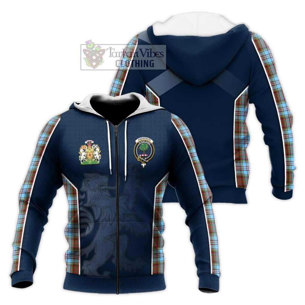 Anderson Ancient Tartan Knitted Hoodie with Family Crest and Lion Rampant Vibes Sport Style Unisex Knitted Zip Hoodie - Tartan Vibes Clothing