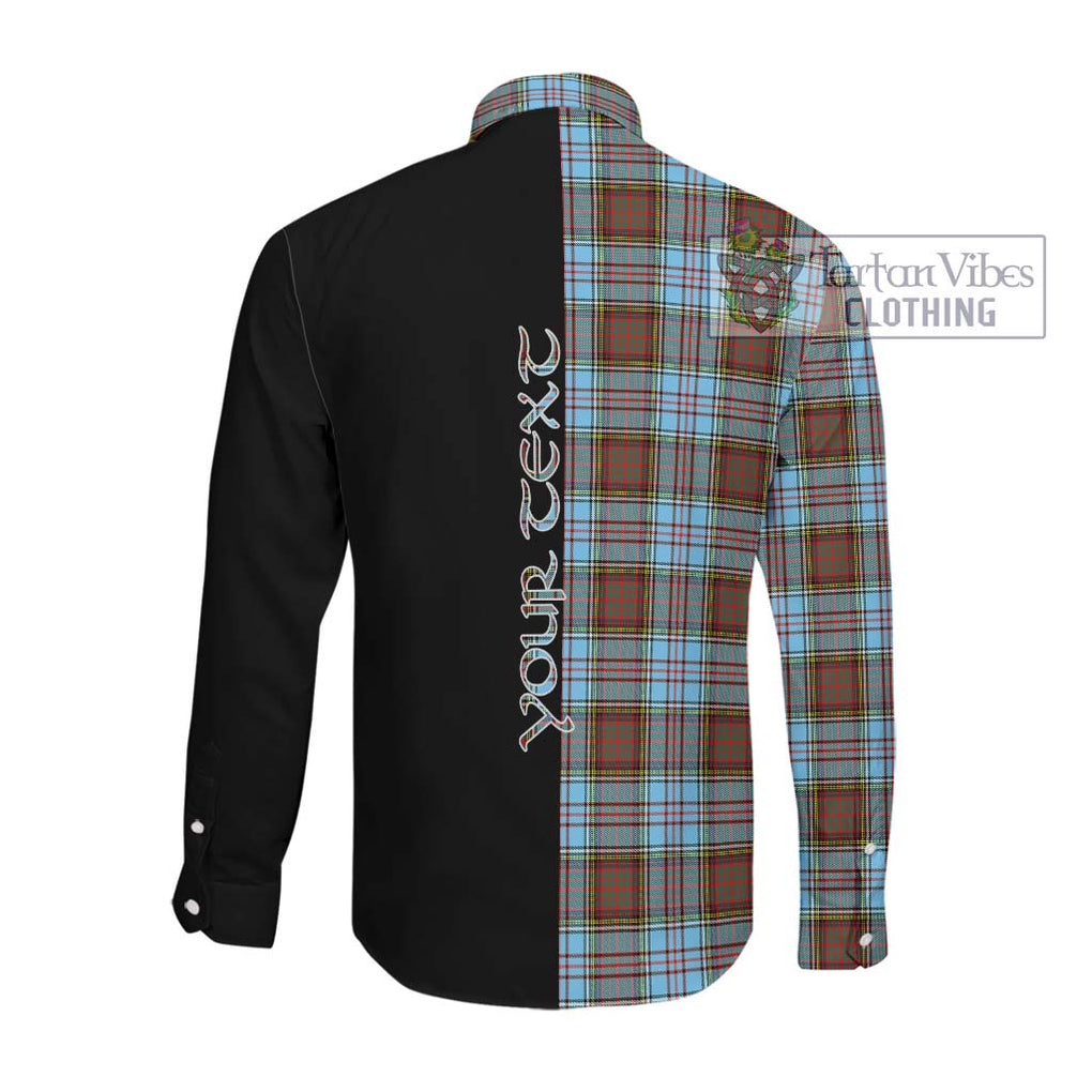 Anderson Ancient Tartan Long Sleeve Button Shirt with Family Crest and Half Of Me Style Men's Shirt - Tartanvibesclothing Shop