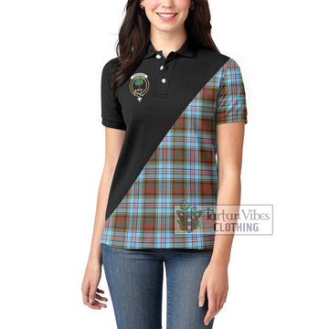 Anderson Ancient Tartan Women's Polo Shirt with Family Crest and Military Logo Style