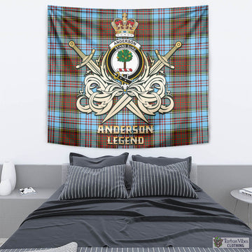 Anderson Ancient Tartan Tapestry with Clan Crest and the Golden Sword of Courageous Legacy