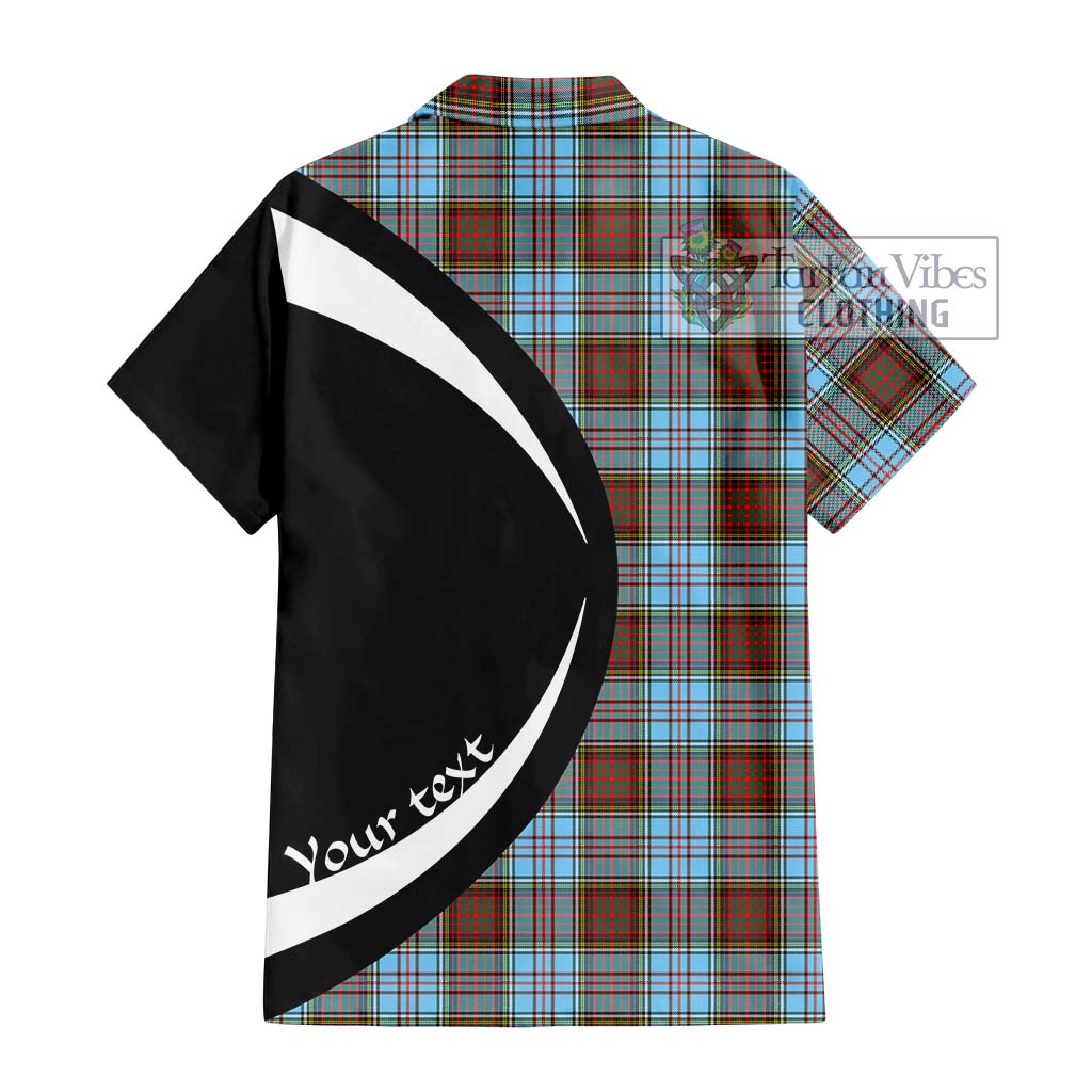 Anderson Ancient Tartan Short Sleeve Button Up with Family Crest Circle Style - Tartan Vibes Clothing