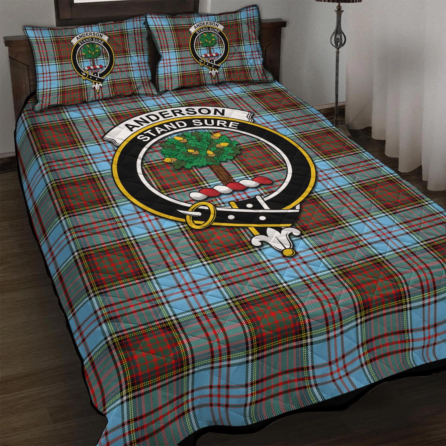 Anderson Ancient Tartan Quilt Bed Set with Family Crest - Tartan Vibes Clothing