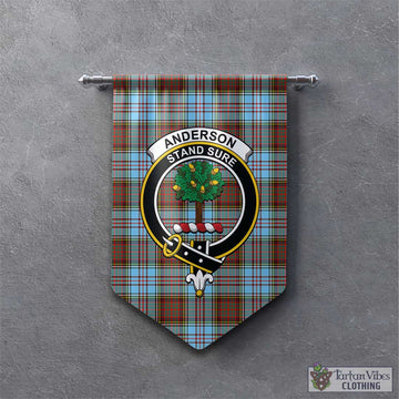 Anderson Ancient Tartan Gonfalon, Tartan Banner with Family Crest