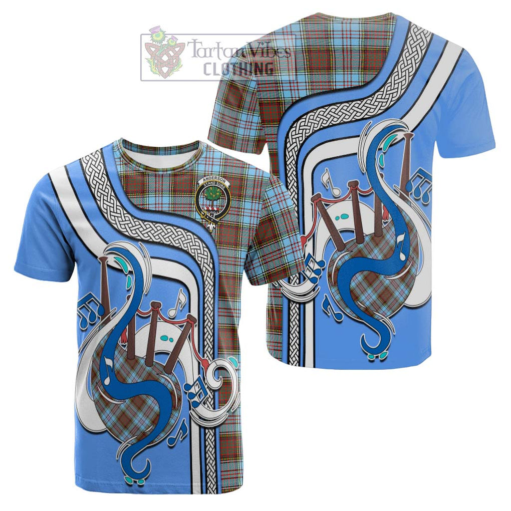 Tartan Vibes Clothing Anderson Ancient Tartan Cotton T-shirt with Epic Bagpipe Style