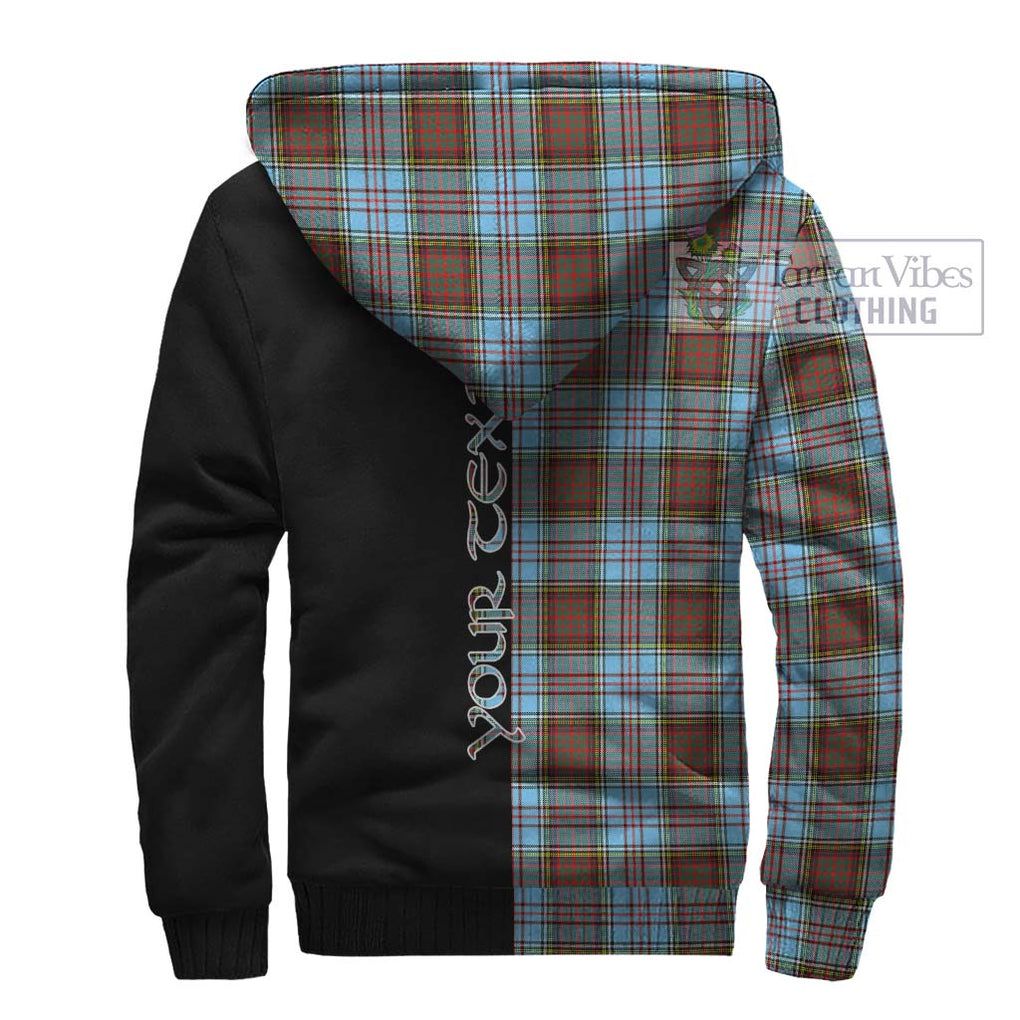 Anderson Ancient Tartan Sherpa Hoodie with Family Crest and Half Of Me Style - Tartanvibesclothing Shop