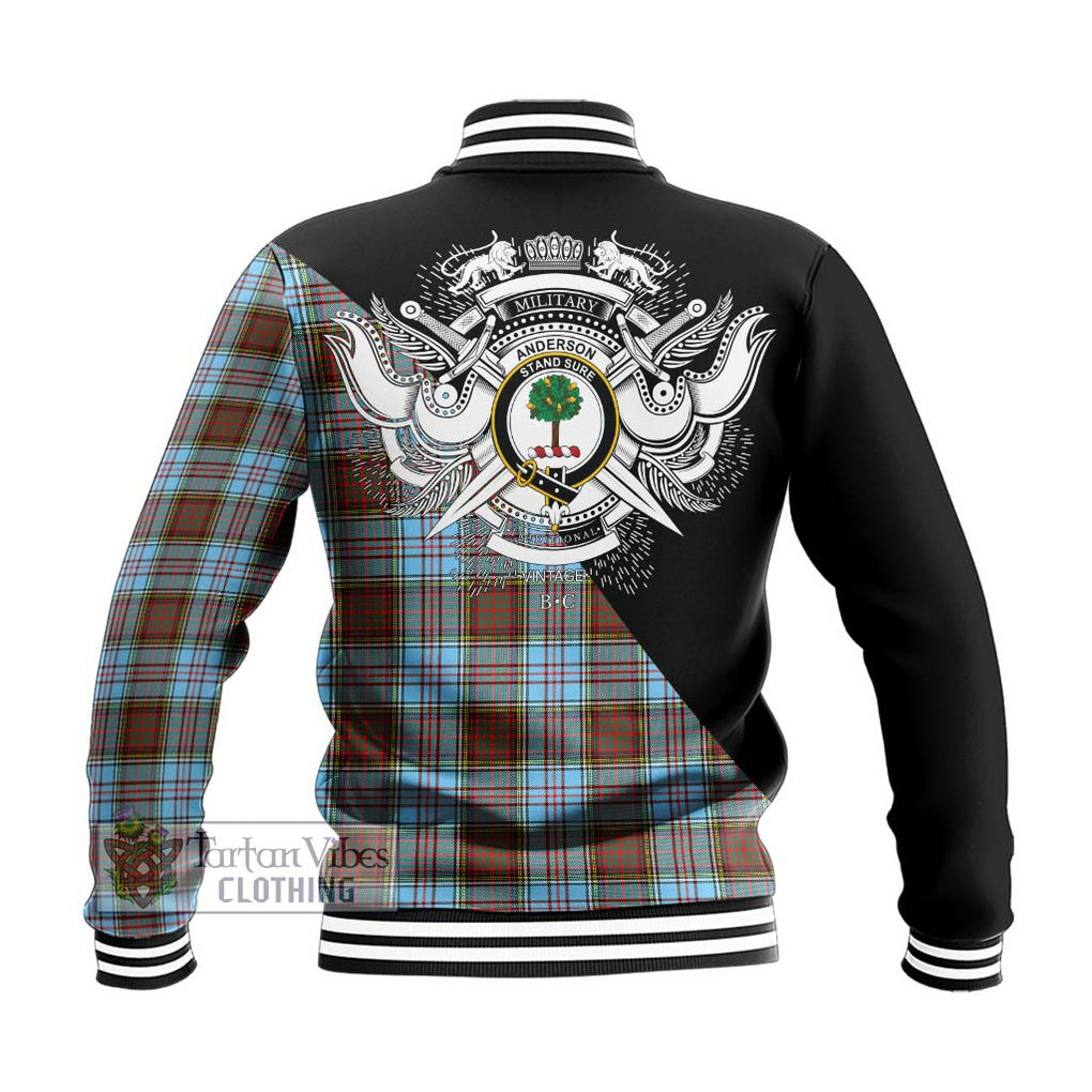 Anderson Ancient Tartan Baseball Jacket with Family Crest and Military Logo Style - Tartanvibesclothing Shop