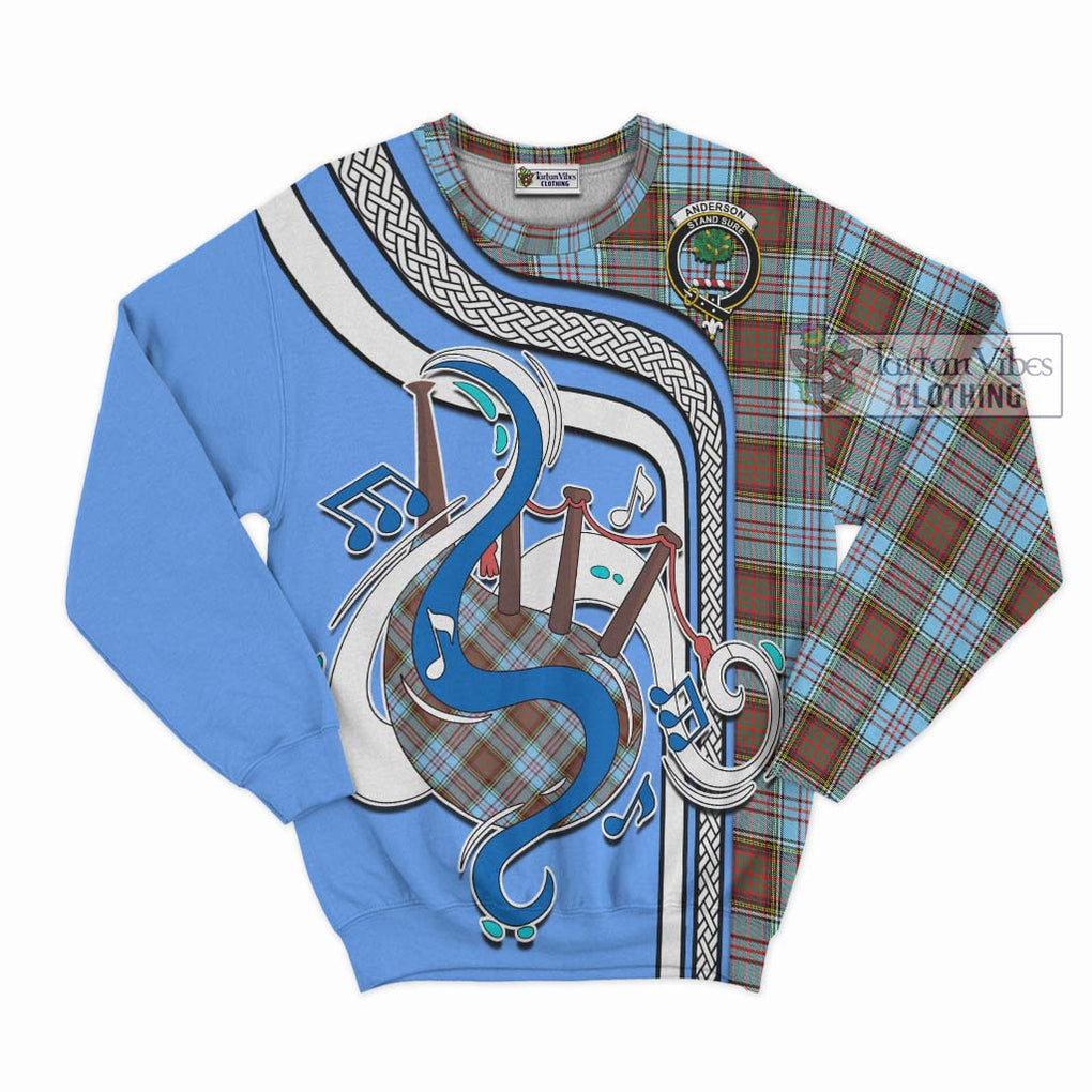 Anderson Ancient Tartan Sweatshirt with Epic Bagpipe Style - Tartanvibesclothing Shop