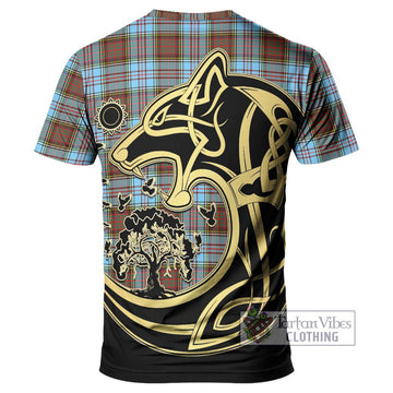 Anderson Ancient Tartan T-Shirt with Family Crest Celtic Wolf Style