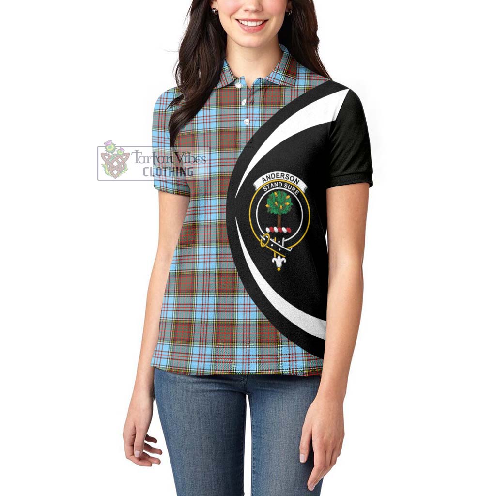 Anderson Ancient Tartan Women's Polo Shirt with Family Crest Circle Style - Tartan Vibes Clothing