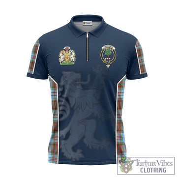 Anderson Ancient Tartan Zipper Polo Shirt with Family Crest and Lion Rampant Vibes Sport Style