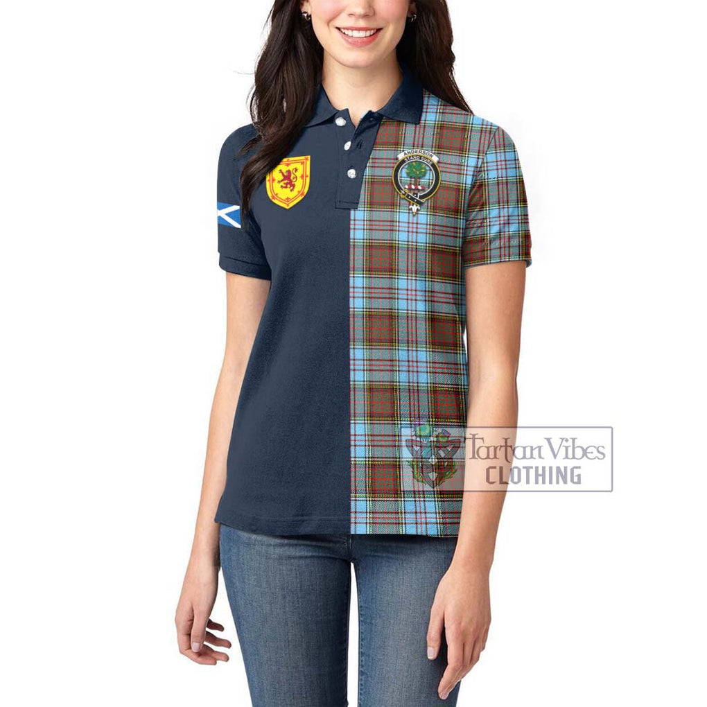 Tartan Vibes Clothing Anderson Ancient Tartan Women's Polo Shirt with Scottish Lion Royal Arm Half Style