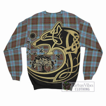 Anderson Ancient Tartan Sweatshirt with Family Crest Celtic Wolf Style