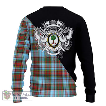 Anderson Ancient Tartan Ugly Sweater with Family Crest and Military Logo Style