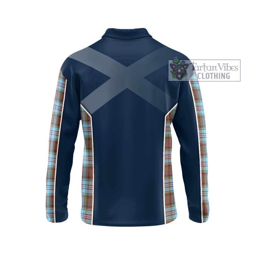 Anderson Ancient Tartan Long Sleeve Polo Shirt with Family Crest and Lion Rampant Vibes Sport Style - Tartan Vibes Clothing