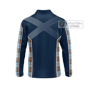 Anderson Ancient Tartan Long Sleeve Polo Shirt with Family Crest and Lion Rampant Vibes Sport Style